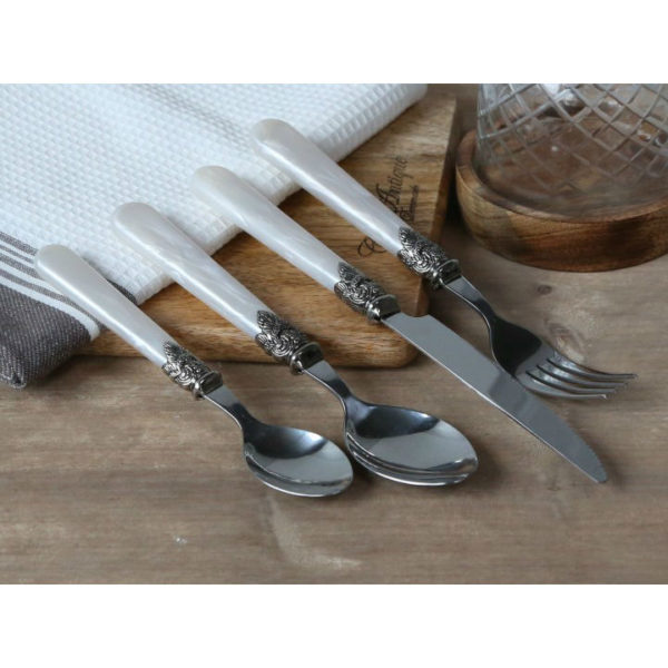 Set 4 Posate posto tavola Chic Antique colore perla.