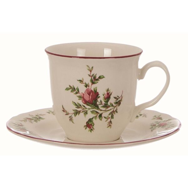 Tazza da the con piattino Blanc Mariclo "Moss Rose"