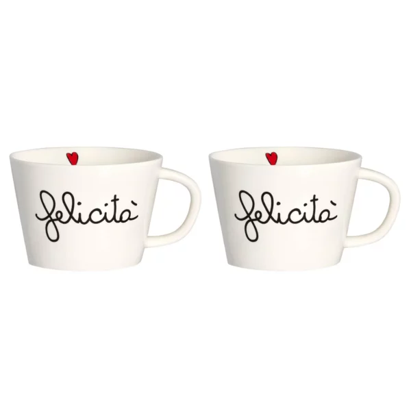 Set 2 tazze colazione Simple Day "Felicità"