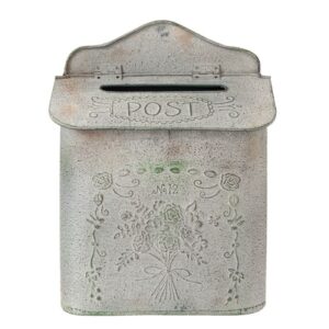 6y2359 buca delle lettere 26x10x35 cm grigio ferro fiori rettangolo cassetta delle lettere da parete