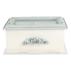 6h2030 scatola da te con 1 scomparto 20x17x9 cm blu beige mdf vetro rettangolo scatola da te