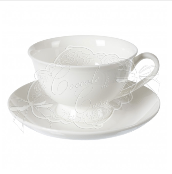 Set 6 tazzine da the con piattino Coccole Di Casa Bone China CON IMPERFEZIONI