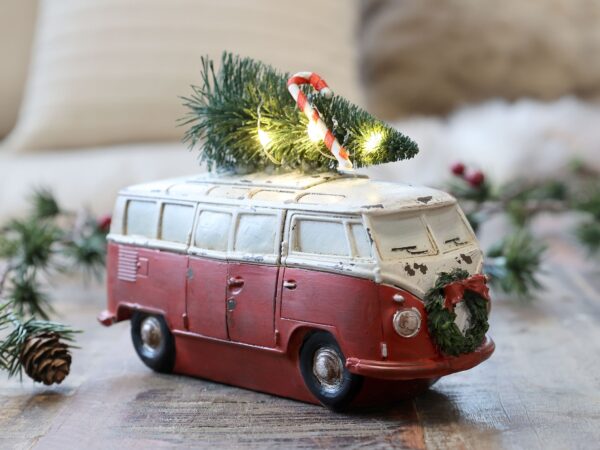 Pulmino Vintage Bus Natale con lucine Chic Antique