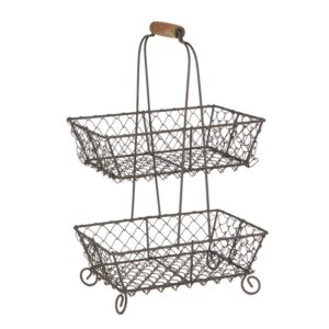 6y3767 porta pasticceria a 2 piani 23x15x37 cm nero ferro rettangolo portafrutta a due piani