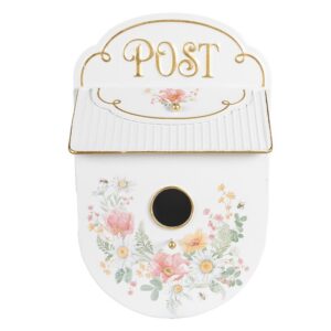 6y5492 cassetta postale nido degli uccelli 27x11x41 cm bianco metallo fiori
