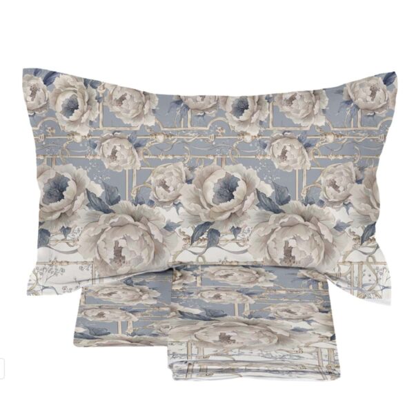 Lenzuolo Completo letto matrimoniale Blanc Mariclo "Peonies Collection"