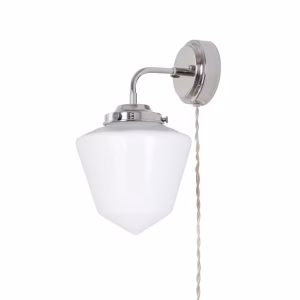 Lampada da parete Signe Nickel/Bianco Opale Strömshaga con vetro