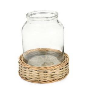 Vaso in vetro con base in vimini Nuvole di Stoffa H.23cm