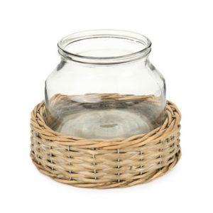 Vaso in vetro con base in vimini Nuvole di Stoffa H.16