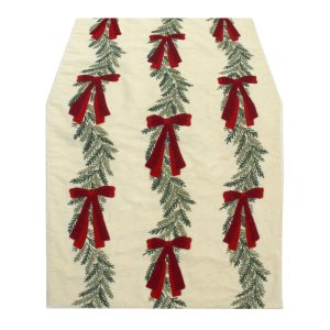 Runner ricamato Natale Collection Blanc Mariclo 45 x 150