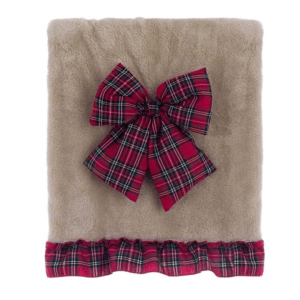 Plaid Blanc Mariclo Natale con fiocchetto 140 x 170 "Morbidi Plaid Collection"