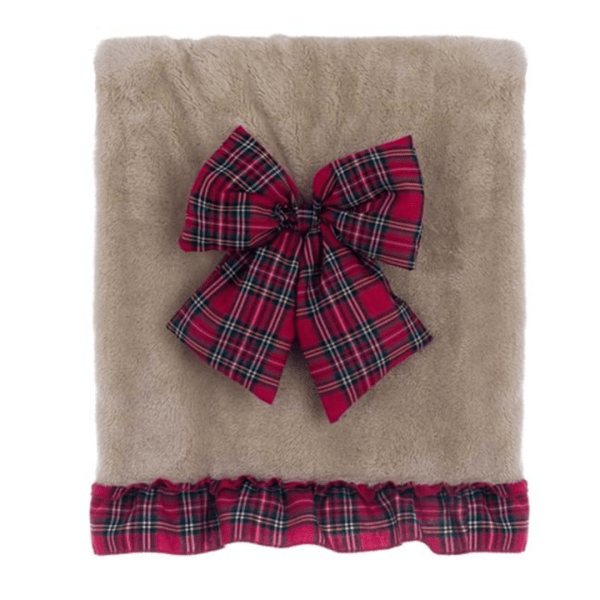 Plaid Blanc Mariclo Natale con fiocchetto 140 x 170 "Morbidi Plaid Collection"