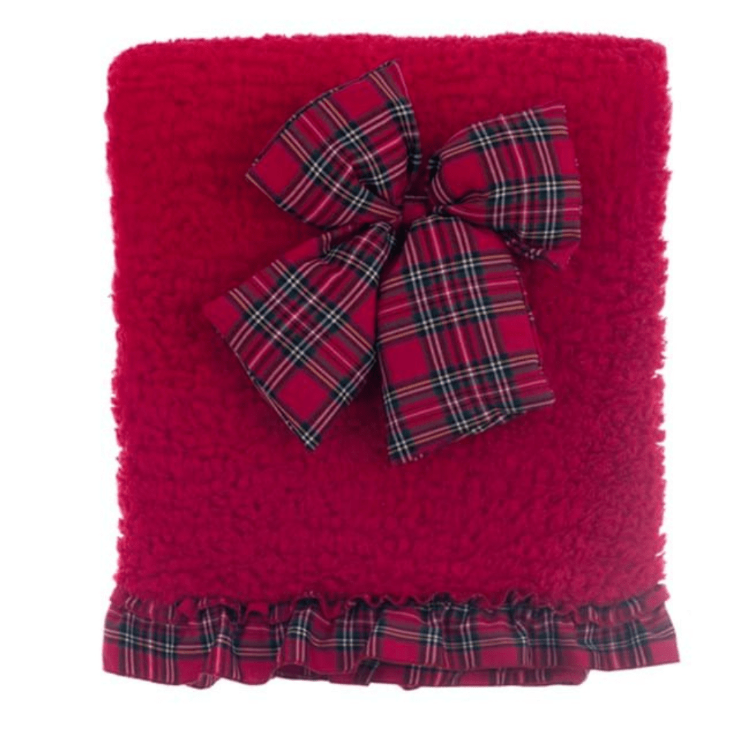 Plaid Blanc Mariclo Natale con fiocchetto 140 x 170 "Morbidi Plaid Collection"