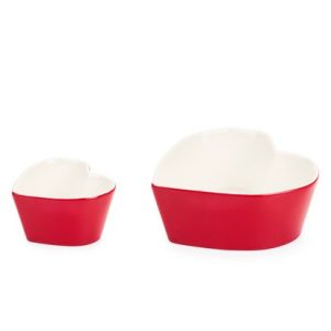 Set 2 ciotole cuore in fine stoneware con scatola "Nuvole di Stoffa"