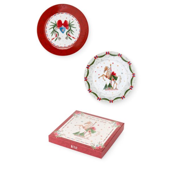 Set 2 piattini da dolce in confezione La Giostra di Amelie Collection "Nuvole di Stoffa"