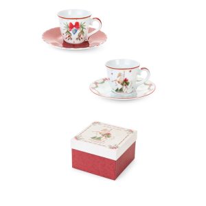 Set 2 tazzine con piattino con confezione regalo La Giostra di Amelie Collection "Nuvole di Stoffa"