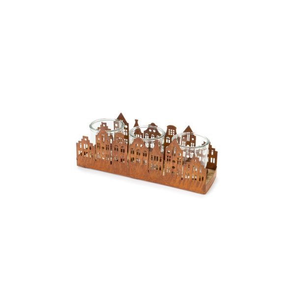 Portacandela “Case” in metallo con vetro "Bosco Incantato Collection" – Nuvole di Stoffa 3 candele