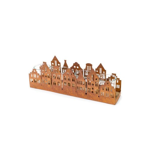 Portacandela “Case” in metallo con vetro "Bosco Incantato Collection" – Nuvole di Stoffa 4 candele