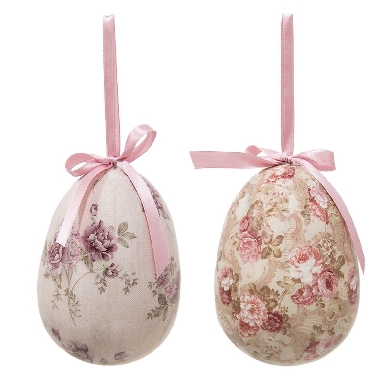 Set 2 Uova Pasquale decorazione Clayre & Eef Ø 9x12 cm