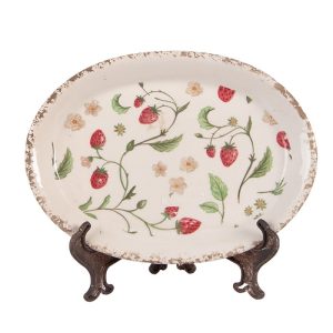 Sottopiatto decorativo Beige Ceramica Fragole Clayre & Eef 25x18x3 cm