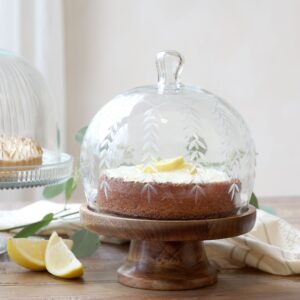 Alzata con Campana in Vetro e Base in Legno – Chic Antique