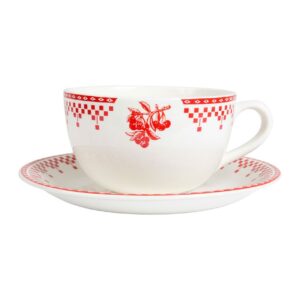 Tazza colazione con piattino “Damier Rouge” – Comptoir de Famille