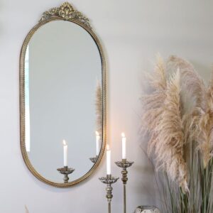Specchio ovale da parete in ottone anticato – Chic Antique