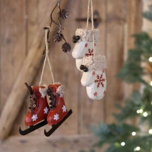 Set 2 decorazioni pattini e muffole vintage Chic Antique