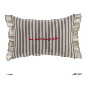 Cuscino ricamato con gala “Non parlo senza caffè” Blanc Mariclò – Ti Porto con Me – 30 x 50 cm
