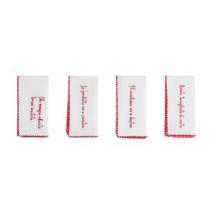 Set 4 tovaglioli con ricamo Blanc Mariclò – Bon Ton – 40 x 40 cm
