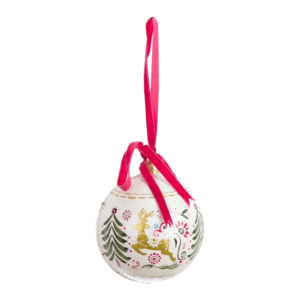 Decoro natalizio Renna e alberi Blanc Mariclò – Ricordi sotto l'albero – 10 x 26 x 10 cm