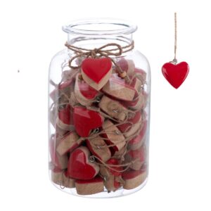 Barattolo con 48 decori Cuore Blanc Mariclò – Natale a Borgo – 17 x 26 x 17 cm