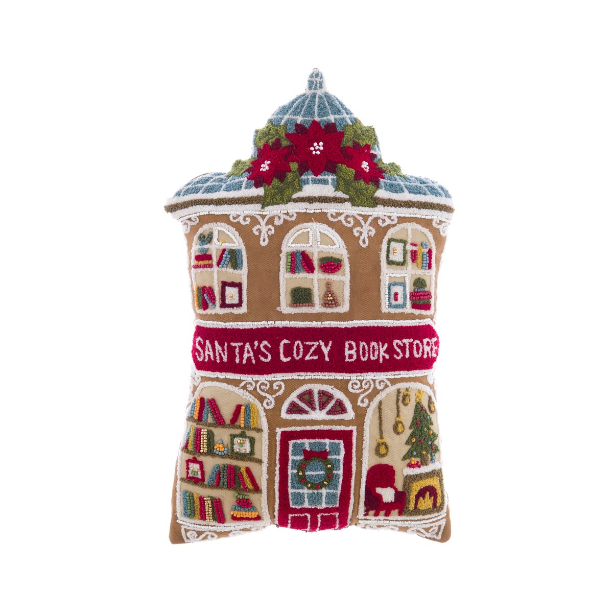 Cuscino sagomato con applicazioni Blanc Mariclò – Bookstore – 44 x 28 cm