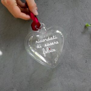 Pallina cuore Ricordati di essere felice - 11 cm Simple Day