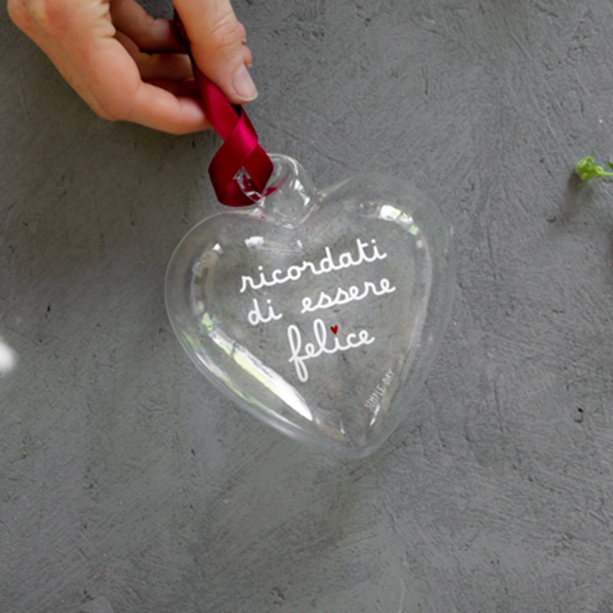 Pallina cuore Ricordati di essere felice - 11 cm Simple Day