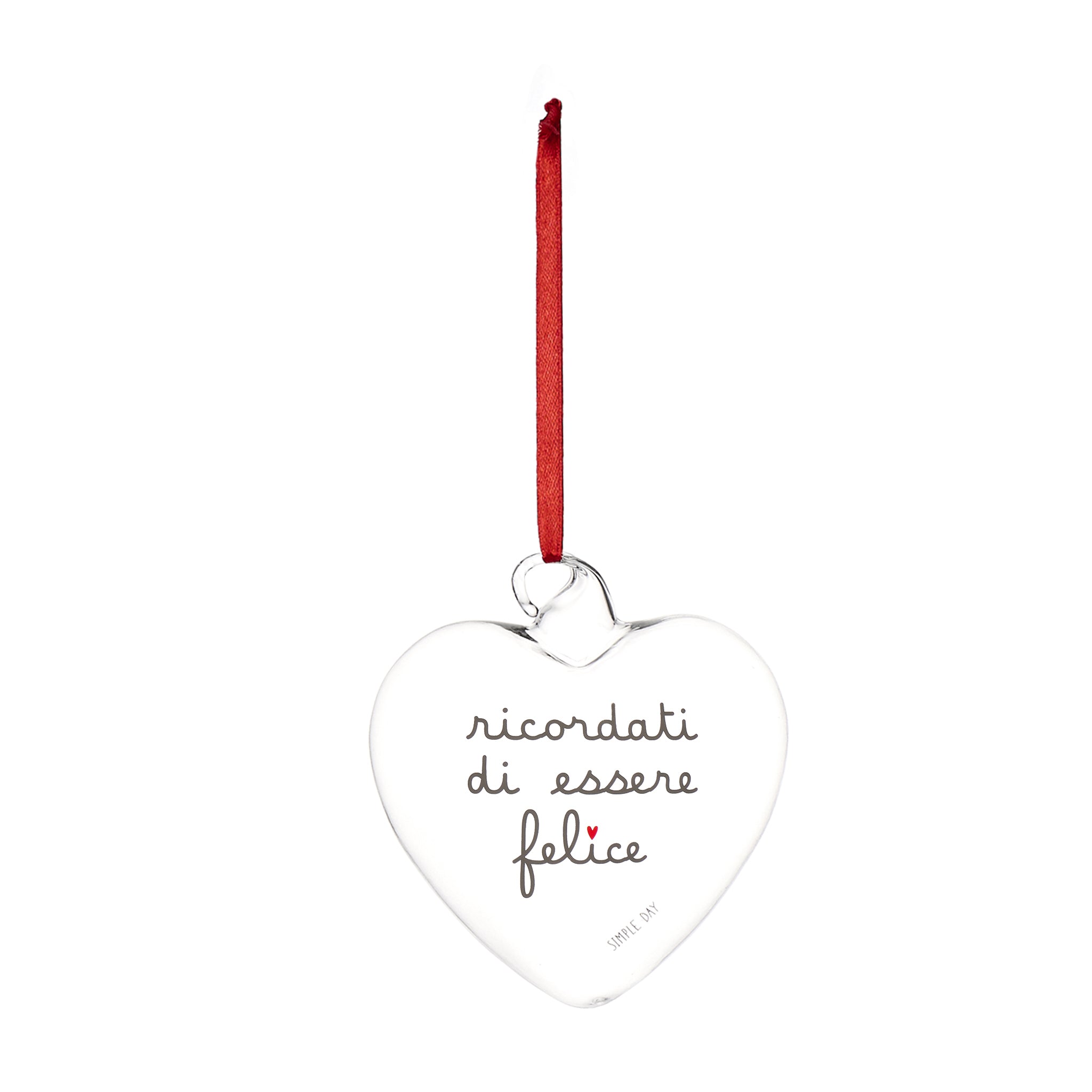 Pallina cuore Ricordati di essere felice - 11 cm Simple Day - immagine 2