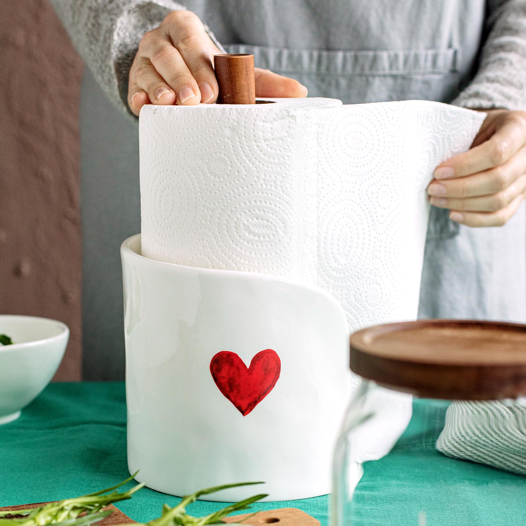 Portarotolo da cucina Cuore acquerello rosso Simple Day