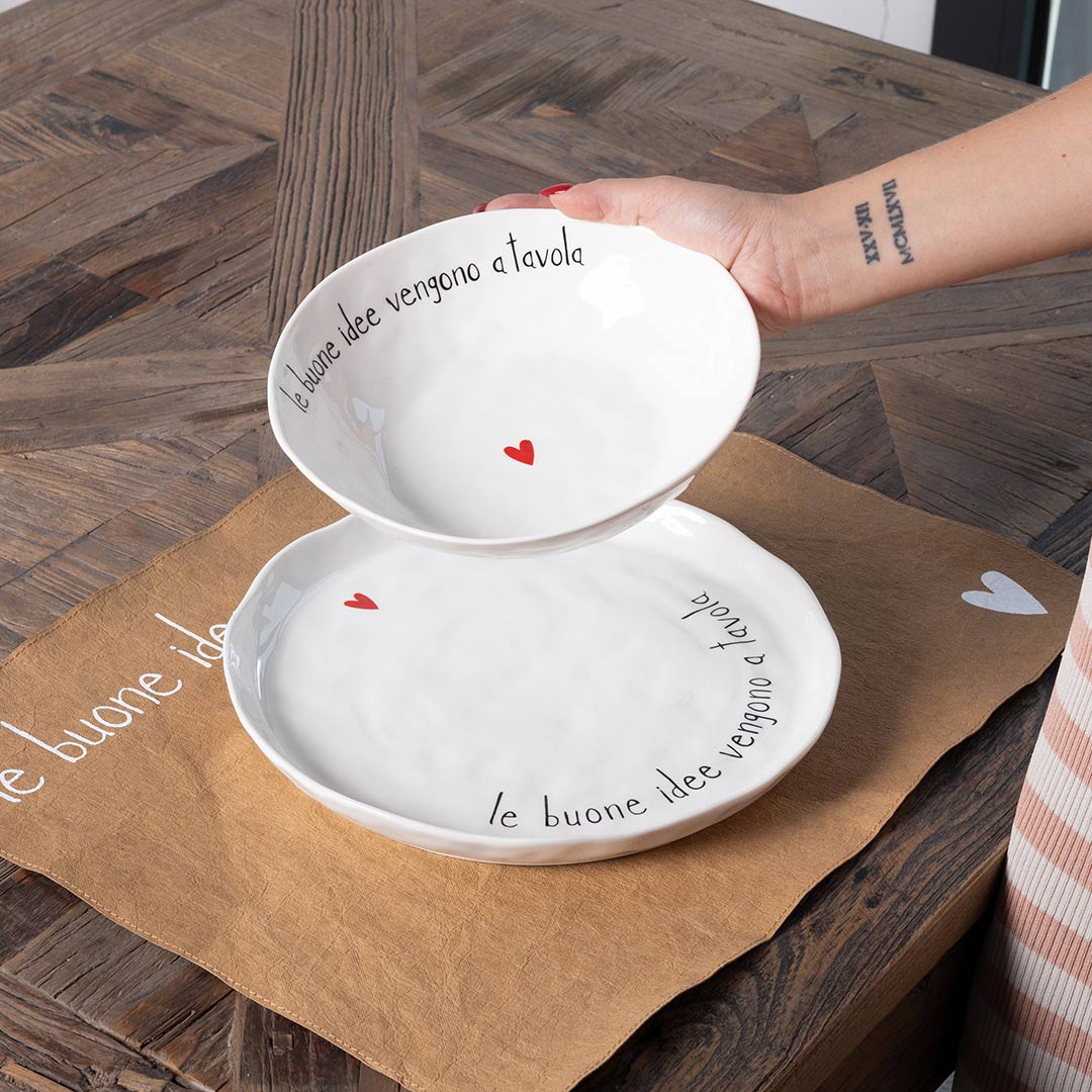 Set 2 Piatti fondi Le buone idee vengono a tavola Simple Day