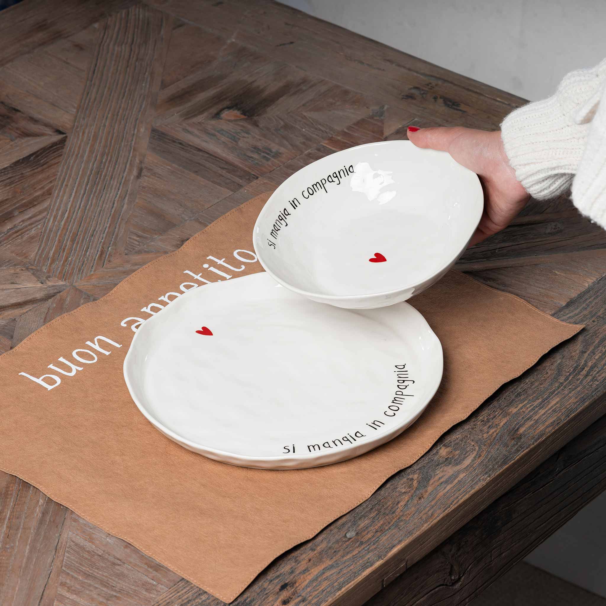 Set 2 Piatti fondi Si mangia in compagnia Simple Day