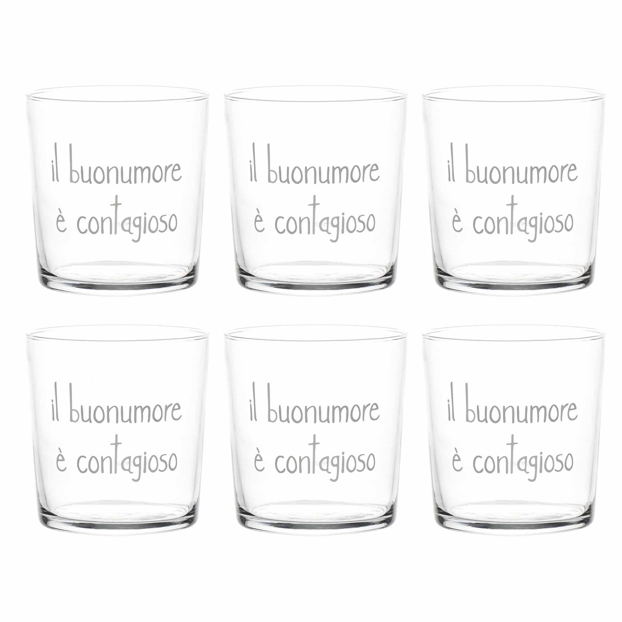Set 6 bicchieri acqua Il buon umore è contagioso Simple Day - immagine 2