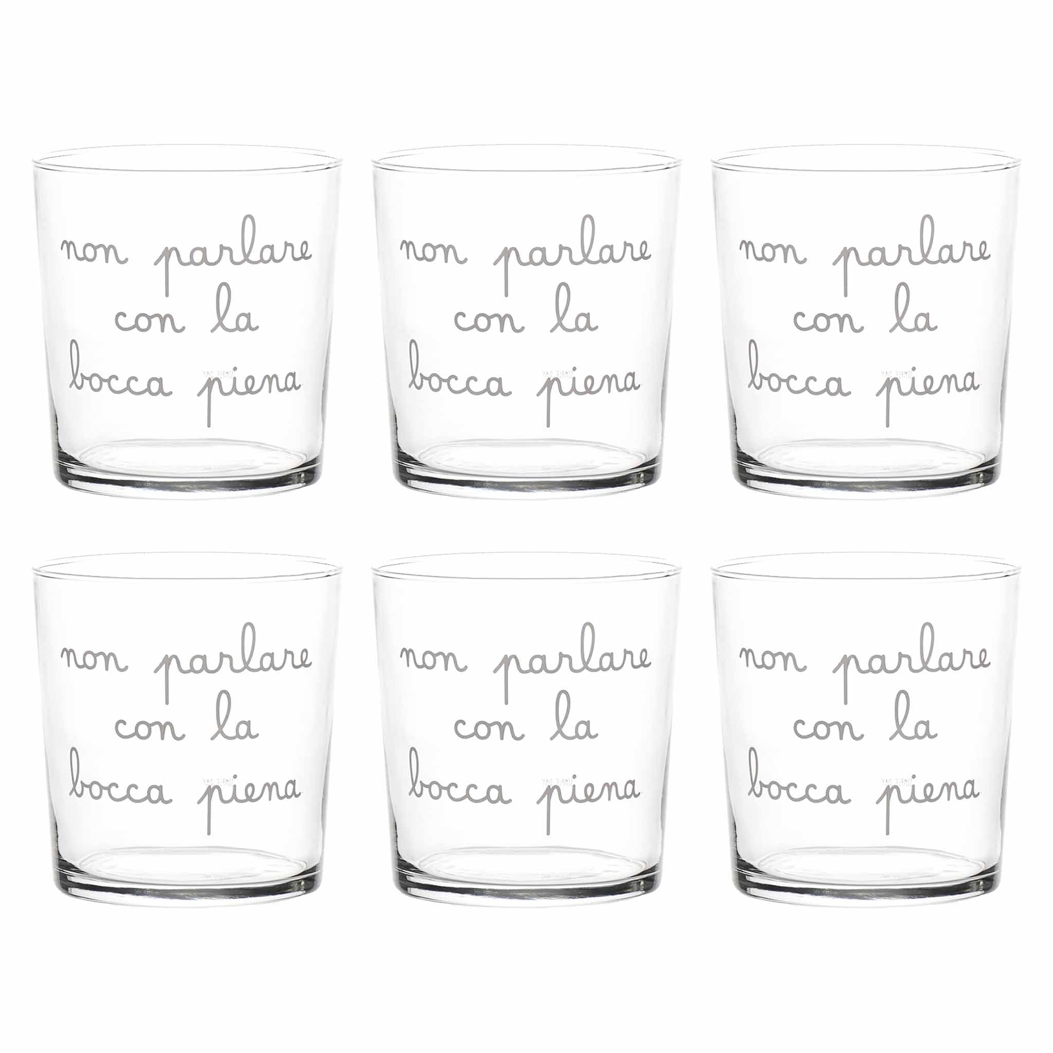 Set 6 Bicchieri acqua Non parlare con la bocca piena Simple Day - immagine 2