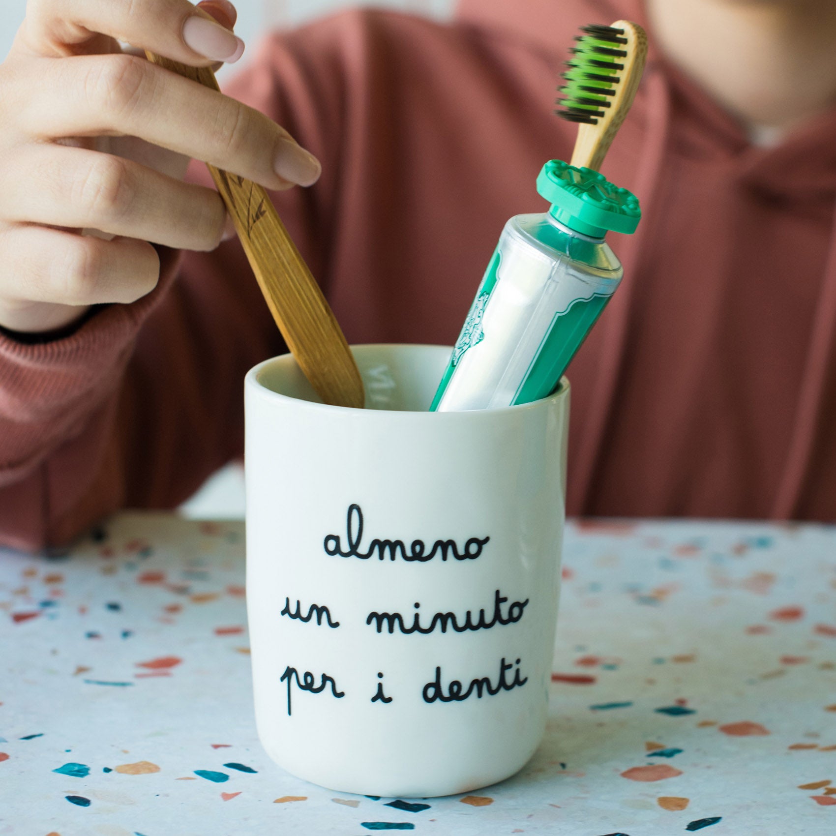 Portaspazzolino Almeno un minuto per i denti Simple Day