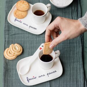 Set 2 Piattini per Tazze Espresso Faccio una pausa Simple Day