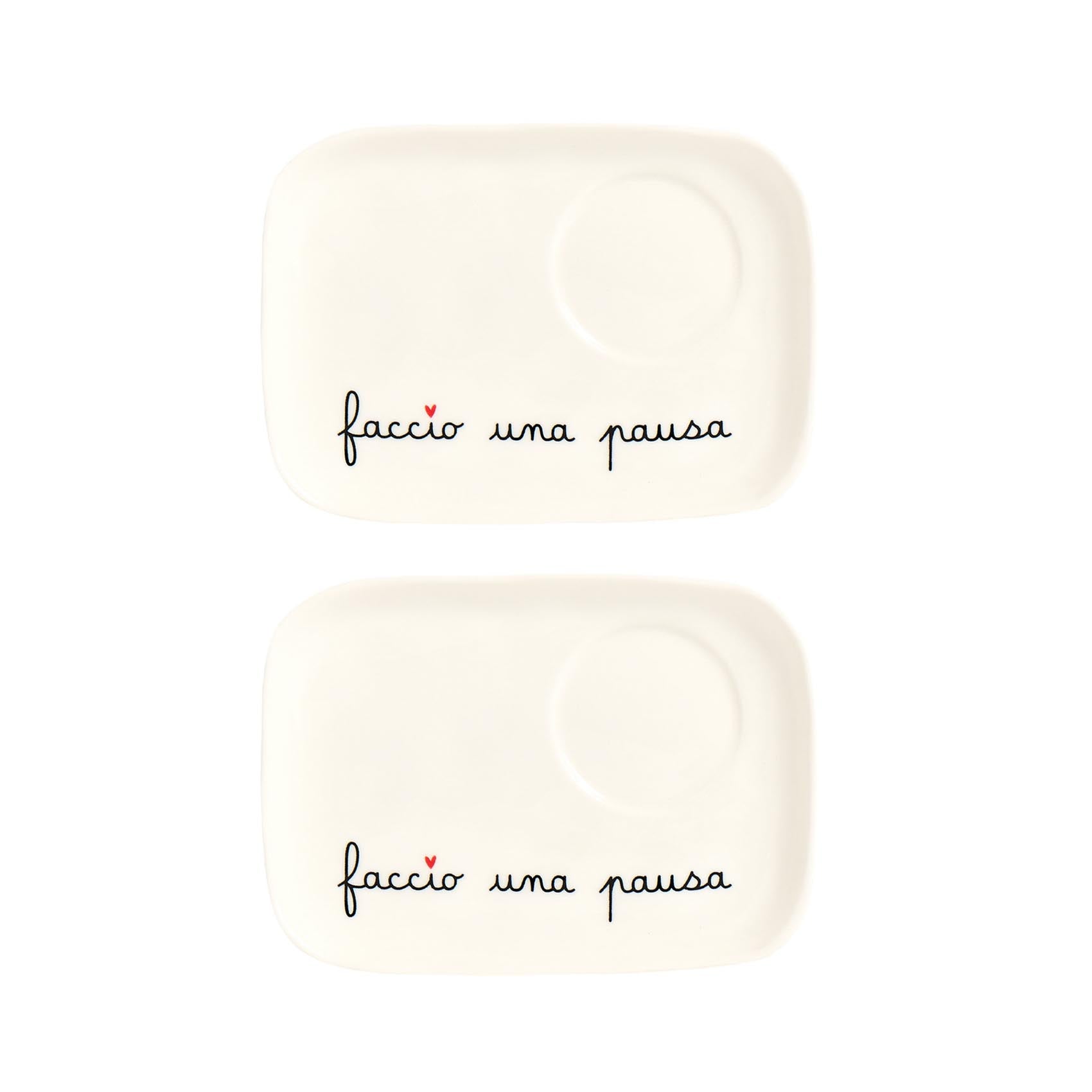 Set 2 Piattini per Tazze Espresso Faccio una pausa Simple Day - immagine 2