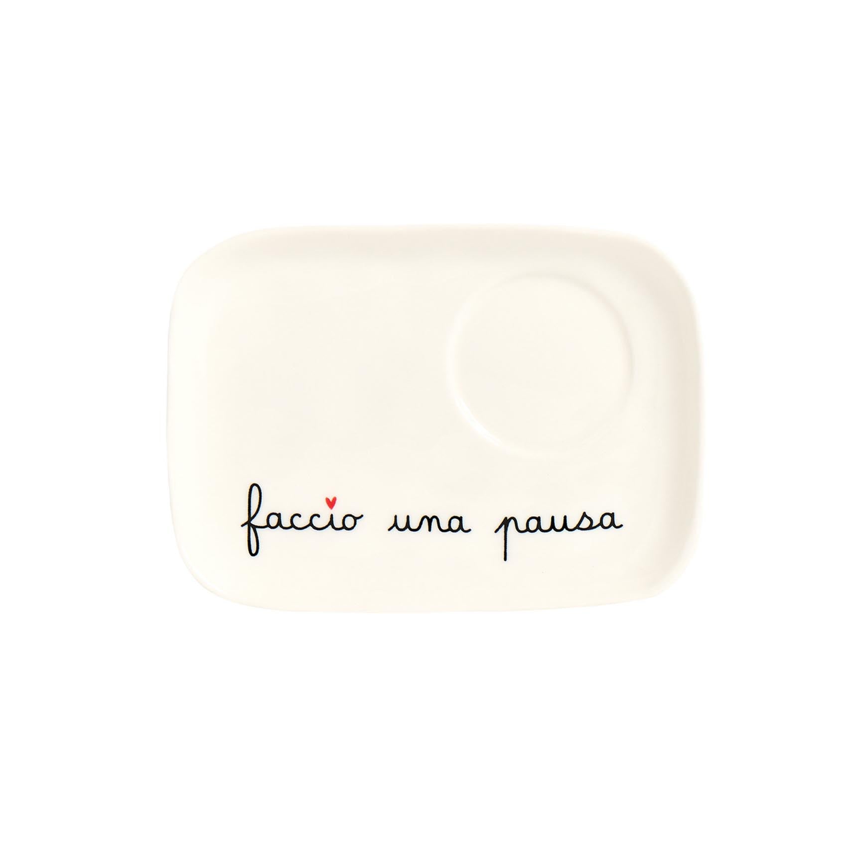 Set 2 Piattini per Tazze Espresso Faccio una pausa Simple Day - immagine 3