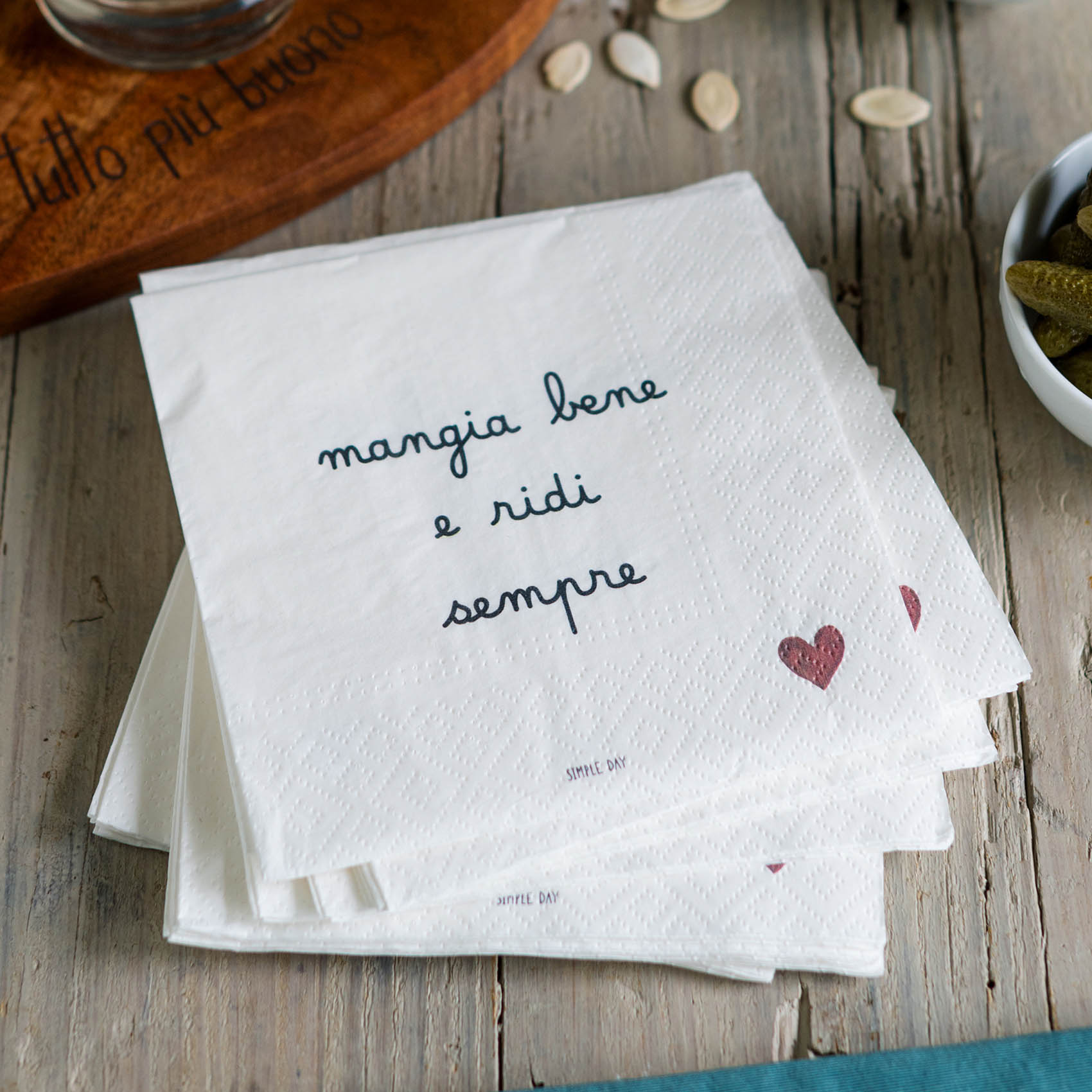 Set 20 tovaglioli in carta Mangia bene e ridi sempre Simple Day
