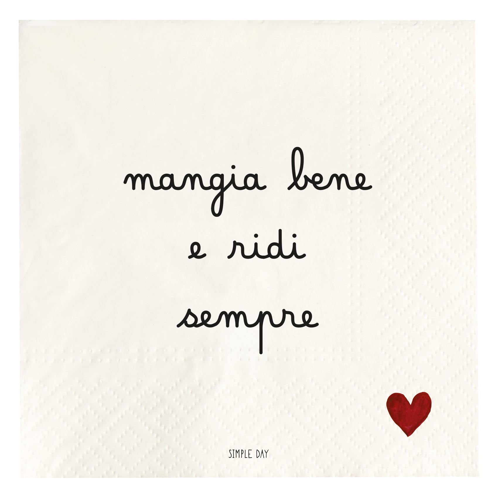 Set 20 tovaglioli in carta Mangia bene e ridi sempre Simple Day - immagine 2