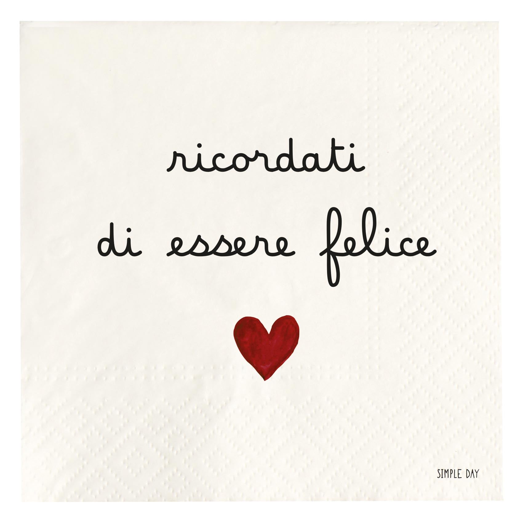 Set 20 tovaglioli in carta Ricordati di essere felice Simple Day - immagine 2