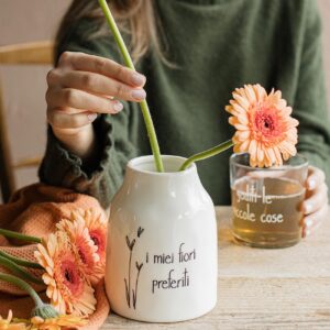 Vaso Portafiori in gres I miei fiori preferiti - Ø 10,3 x H 13 cm Simple Day