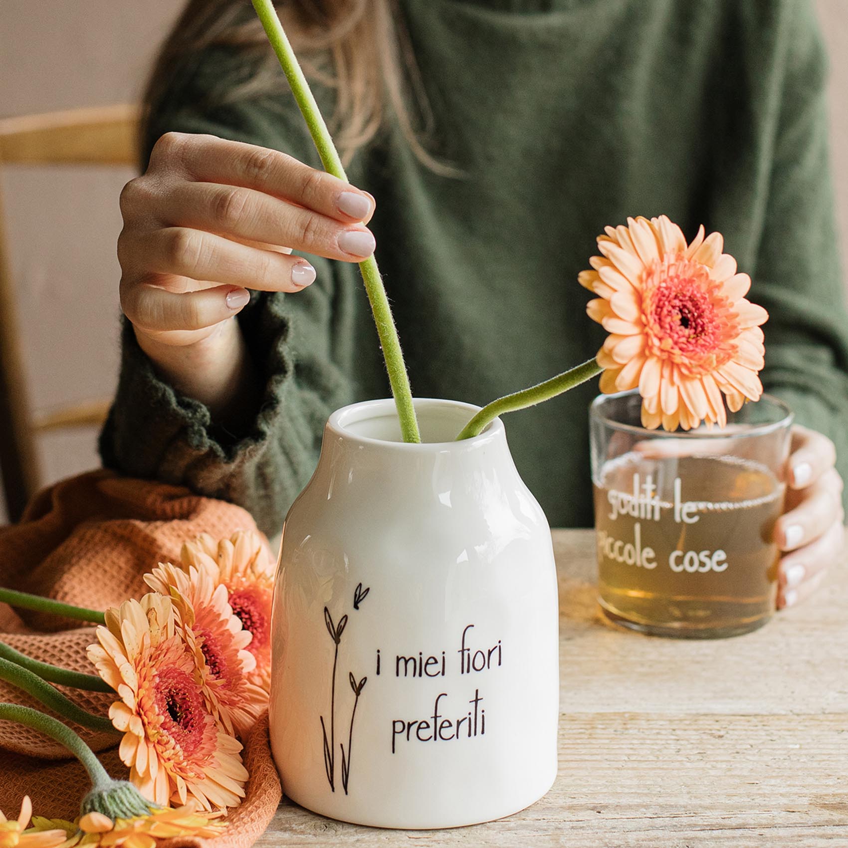 Vaso Portafiori in gres I miei fiori preferiti - Ø 10,3 x H 13 cm Simple Day